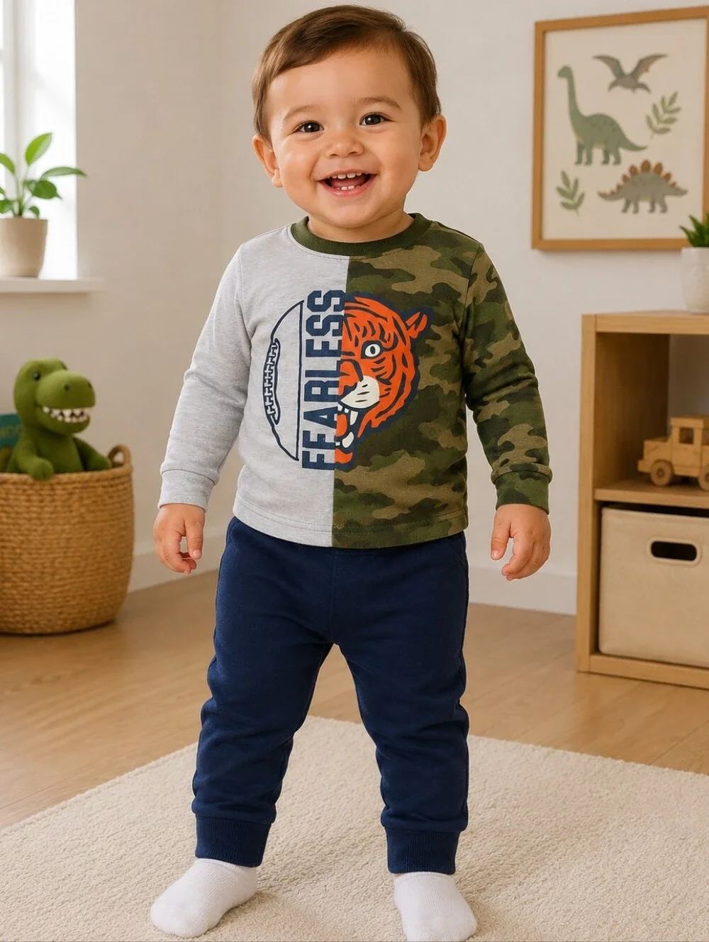 Kids Camouflage and Navy Jogger Set